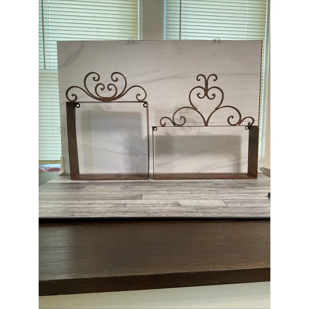 Vintage Wrought Iron Box Shelves Rustic Look. See Pic For Measurements